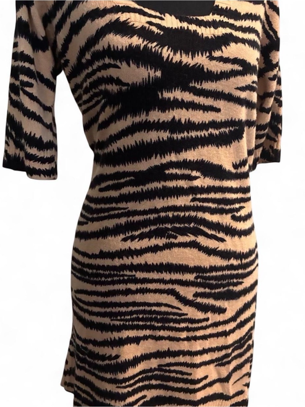 Joyce Leslie Y2K Zebra Print Midi Dress in Black and Tan Size Medium